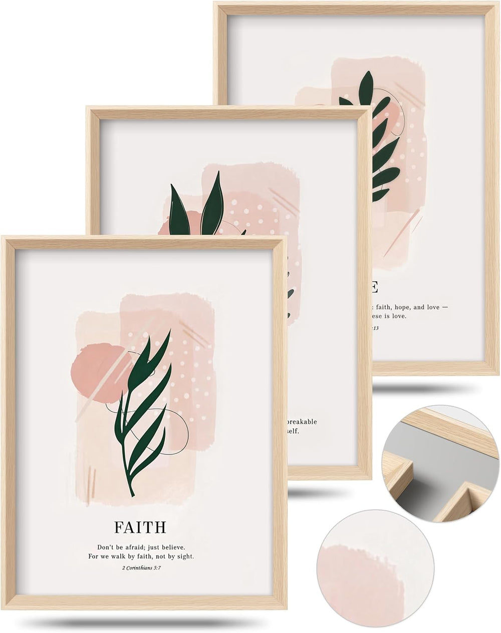 HesenDot Faith Hope Love Framed Wall Art,12x16IN High Wood Frame Design