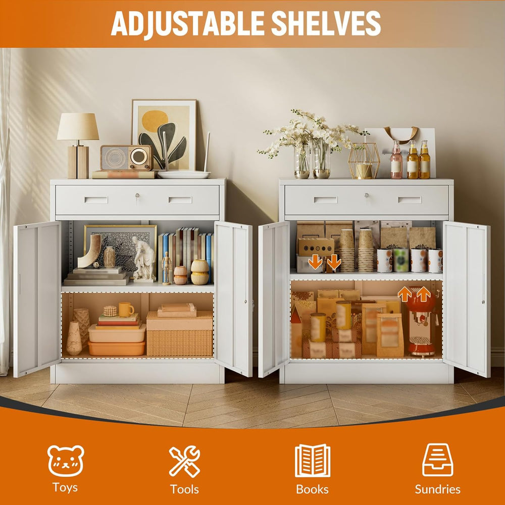 BESFUR Metal Storage Cabinet, Garage Storage Cabinet with One Drawer and Adju...