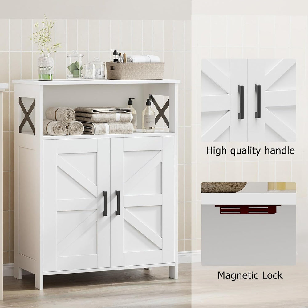 Homhedy Farmhouse Bathroom Storage Cabinet with Doors, Small Floor Cabinet