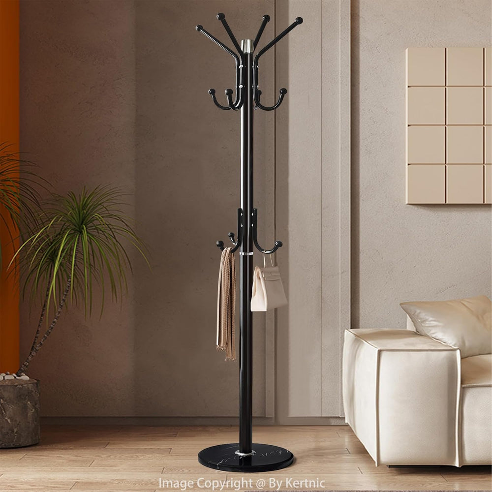 Kertnic Modern Coat Rack Freestanding with Natural Marble Base & Sturdy M...
