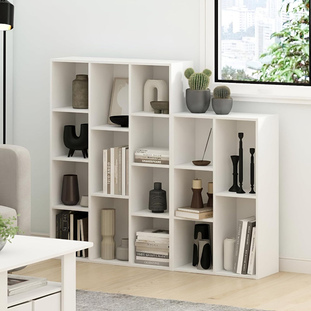 Furinno LUDER Book Shelf, 11-Cube Bookshelf, Reversible Bookcase, 9.4 x 29.1 ...