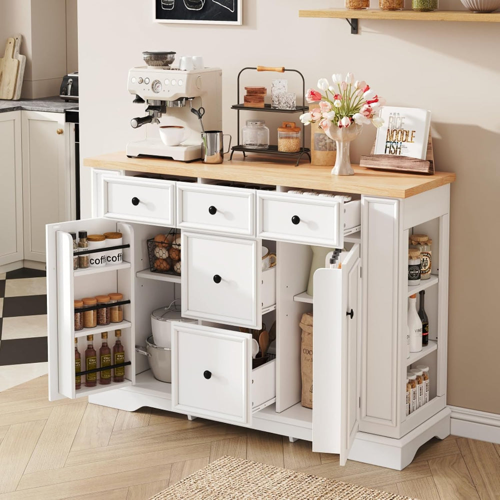 Hassyee Fixed Kitchen Island with Storage Space, Kitchen Console Table with 5...