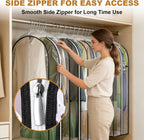 50" Clear Clothes Hangers with Smooth Side Zipper, 10" Gusseted Waterproof Garment Bags for Shirts, Coats, Dresses, Suits, 4 Pack