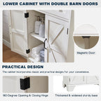 ACCOHOHO Farmhouse Tall Bathroom Storage Cabinet, 72" Storage Cabinet with 2 Drawers, Adjustable Shelves & Barn Door, Cabinet for Bathroom, Living Room, Kitchen, Off White
