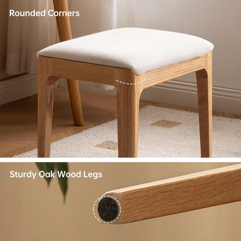 Solid Wood Small Vanity Stool Chair, High-Rebound Sponge Seat, Easy Assembly ...