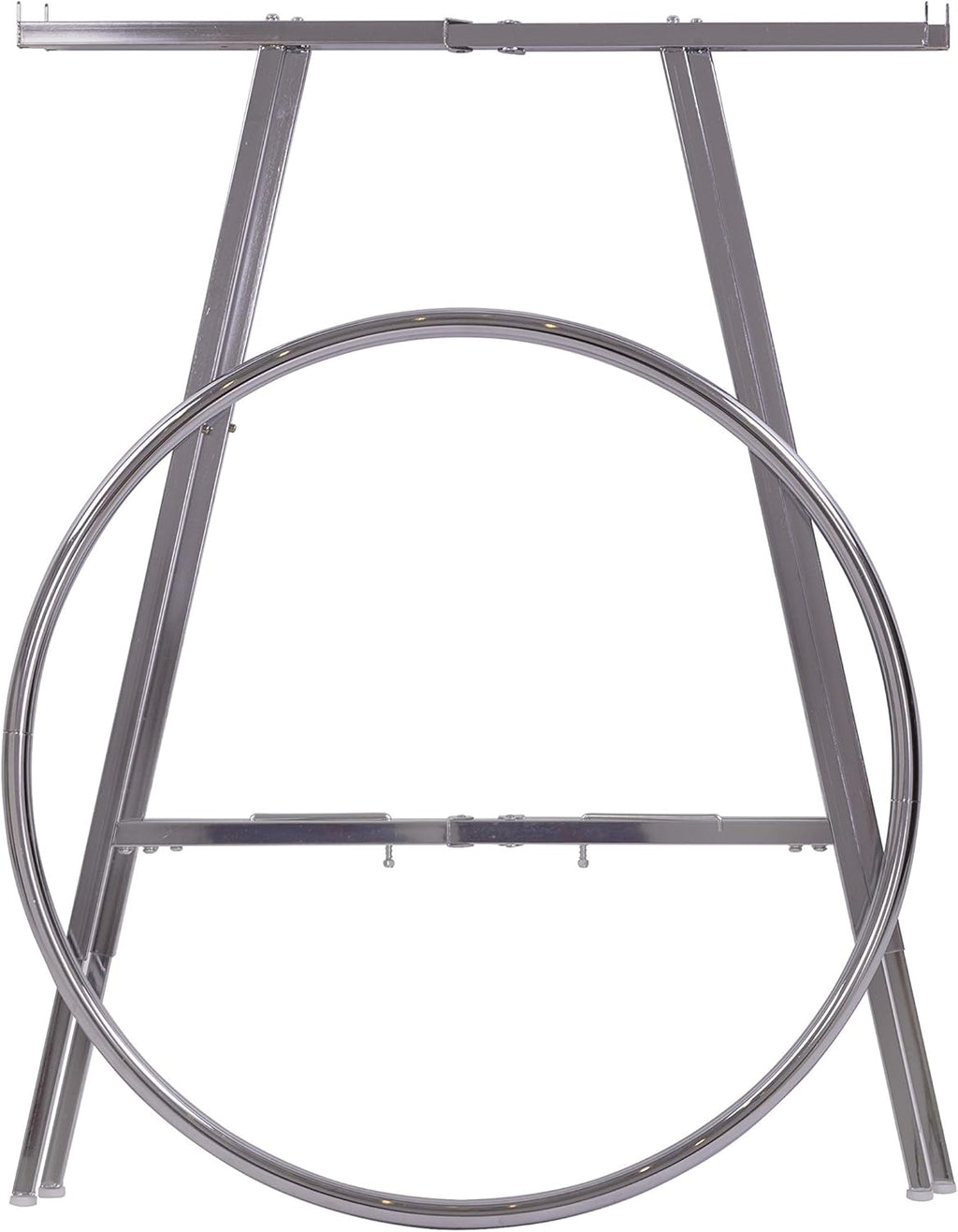 Econoco 36-Inch Folding Round Garment Rack, Adjustable 48–66″ Height Retail Display, Chrome Finish
