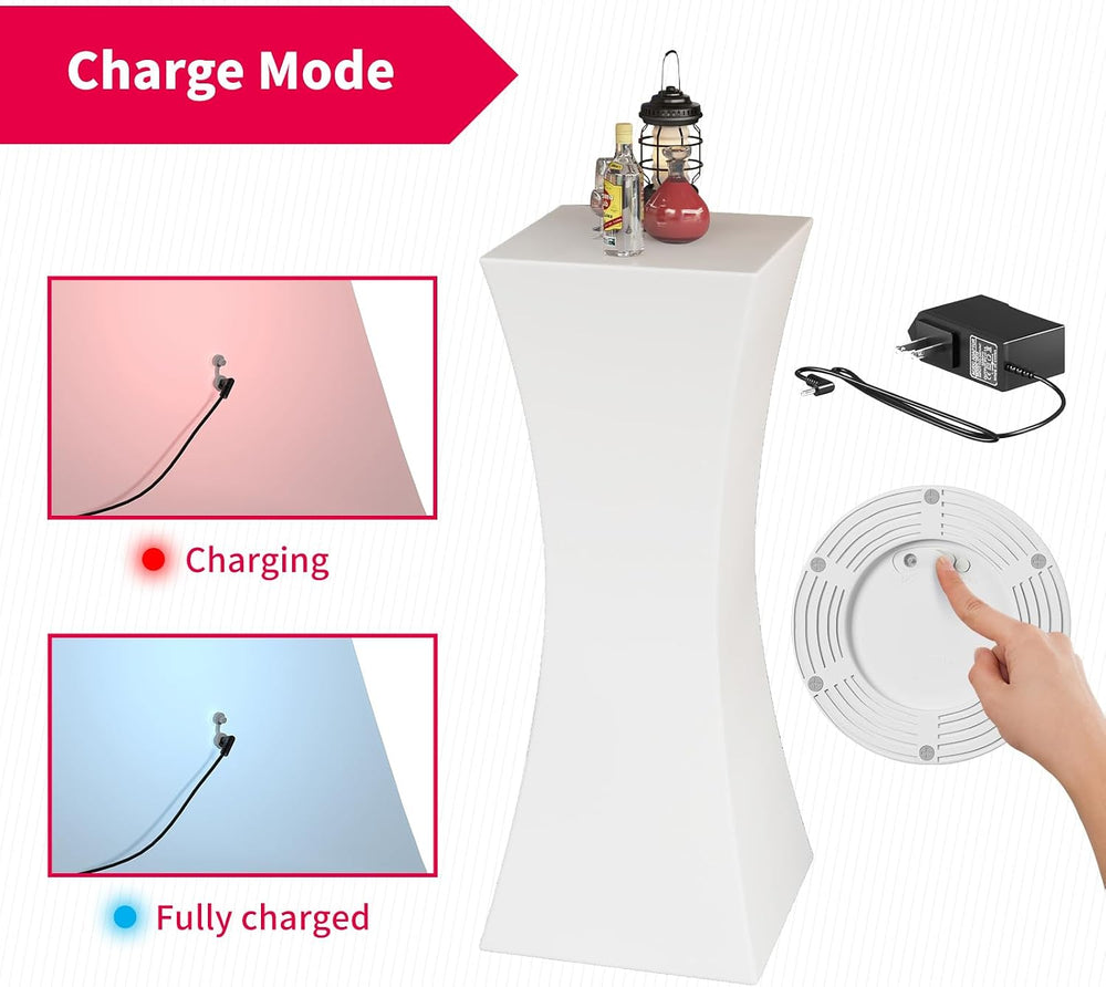 MUZZ Led Cocktail Table with Remote,16 Color Changing LED Light Up Pub Table,...