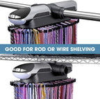 Aniva Motorized Tie Rack Closet Organizer with LED Lights Includes J Hooks for Wired Shelving Stores Up to 72 Ties & 8 Belts, Operates with Batteries