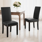 LSSBOUGHT Waterproof & Stain-Resistant Dining Chairs Set of 4, Upholstered Faux Leather Kitchen Chairs with Solid Wood Frame, 300LBS Capacity Armless Dining Room Chairs for Small Spaces, Black