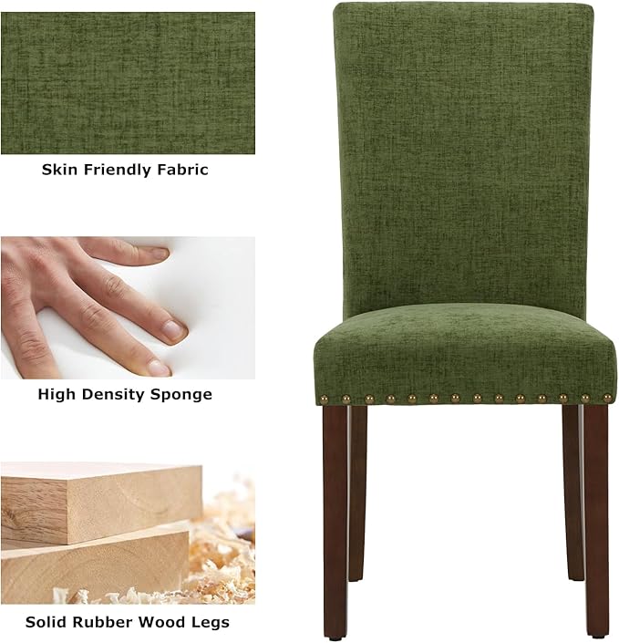 COLAMY Upholstered Parsons Dining Chairs Set of 4, Fabric Dining Room Kitchen...