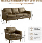 Kingfun Living Room Furniture Sets, 3 Seater Couch and Armchair, Mid Century Modern Sofa Set, Faux Leather Couch with Solid Wood Frame for Living Room & Bedroom, Olive Green