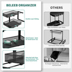 Under Sink Organizer, Extra-Wide Upgrade, 2-Pack of 2-Tier Metal Slide Out Cabinet Organizer, Height Adjustable Organization and Storage Series, Bathroom/Cabinet/Kitchen organization, Black