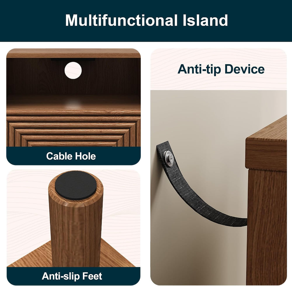 RoyalCraft Walnut Nightstand Set of 2, Night Stand with Charging Station | Mi...