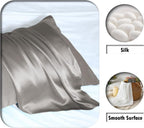 Natural Mulberry Silk Pillowcase for Hair and Skin Queen Size 20"X30" Silk Pillow Case with Hidden Zipper Soft Breathable Smooth Cooling Silk Pillow Covers for Sleeping(Gray,Queen,1Pcs)