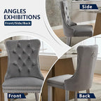 Velvet Dining Chairs Set of 2, Kitchen & Dining Room Chairs, Upholstered Dining Chairs with Back Ring Pull and Silver Solid Wood Legs, Modern Tufted Kitchen Chairs for Dining Room, Light Grey