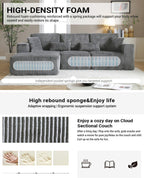 Cloud Sectional Couch, 110 Inch Modern Modular Sectional Sofa with Deep Seat, Corduroy Boneless Couches with L-Shape Left Chaise for Living Room Bedroom, No Assembly Required