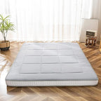 MAXYOYO Futon Mattress, Japanese Floor Mattress Queen Size, Quilted Bed Mattress Topper, Extra Thick Folding Sleeping Pad Breathable Floor Lounger Guest Bed for Camping Couch, Grey