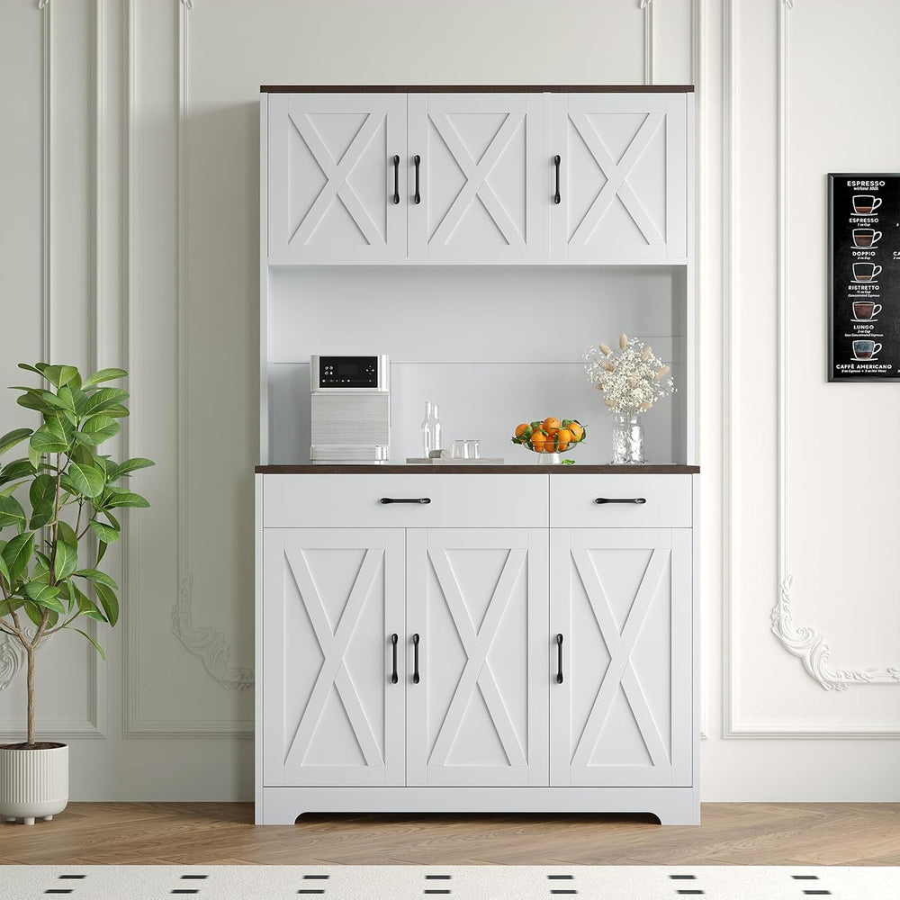 MDF 71in Kitchen Pantry Cabinet with Wine Rack,Freestanding Storage (3) | Stu...
