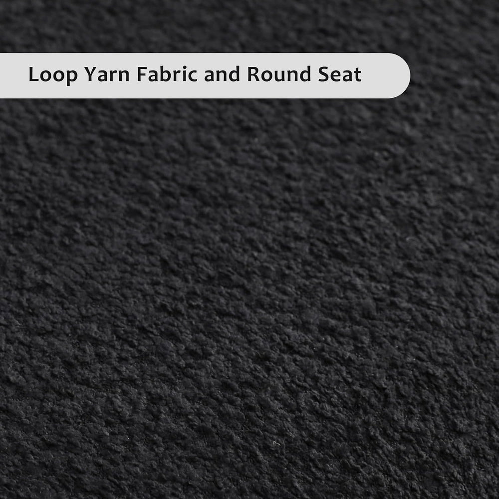 Black Boucle Dining Chair Set of 4, Modern Oval Upholstered Dining Chairs wit...