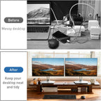 Dual Monitor Stand Riser, 47Inch Solid Wood Desktop Organizer with Non-Slip Pads, Holder for 2 Monitors, Laptops, TV, PC, Printer, Walnut Finish