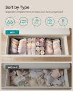 SONGMICS Drawer Organizers, Dresser Divider Organizers, Set of 18, Foldable Fabric Storage Boxes for Socks, Underwear, Bras, Ties, Scarves, Dove Gray URDZ006G05