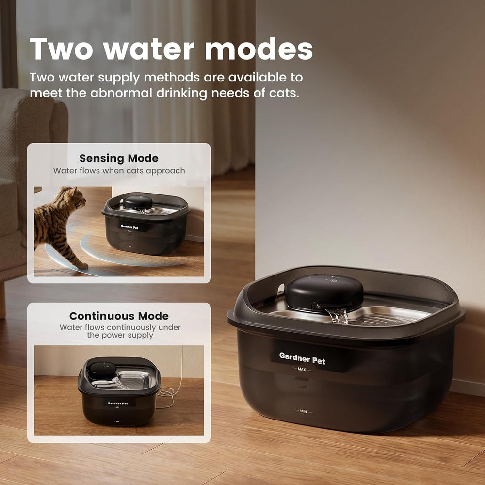 Cordless Cat Water Fountain, Large 134oz/3.8L Fountain with Stainless Tray