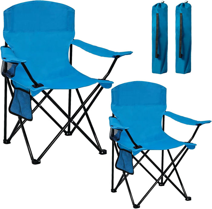 Camping Chair 2 Pack Portable Folding Chair, Supports 300lbs, Light Blue