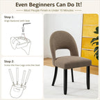 Upholstered Dining Chairs Set of 4, Mid Century Modern Dining Kitchen Chairs with Solid Wood Legs & Fabric Backret for Kitchen and Dining Rome, Brown