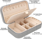 DesignSter Travel Jewelry Box, PU Leather Portable Jewelry Case, Small Jewelry Boxes for Gifts, Travel Jewelry Organizer for Women Rings Earrings Necklaces Bracelets (Gray)