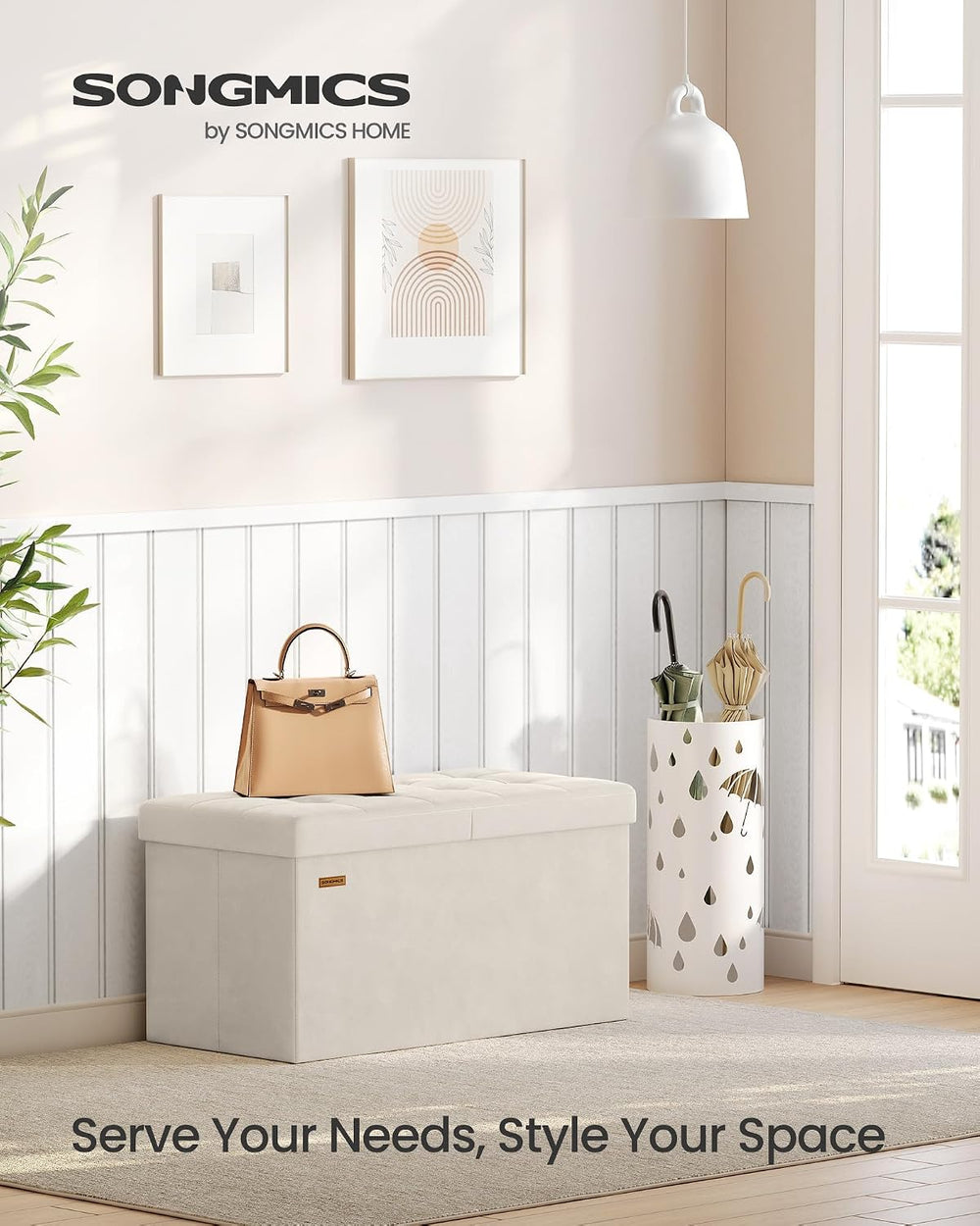 SONGMICS Mazie Collection - 30 Inches Storage Ottoman, Foldable Storage Bench...