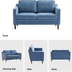Kingfun 56" Chenille Sofa, Loveseat Couch, Mid Century Modern Love Seat Couches with Solid Wood Frame for Living Room & Bedroom, Light Blue