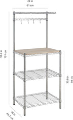 Amazon Basics Kitchen Storage Baker's Rack with Removable Wood Top, Chrome/Beige, 24"W x 59"H x 18"D