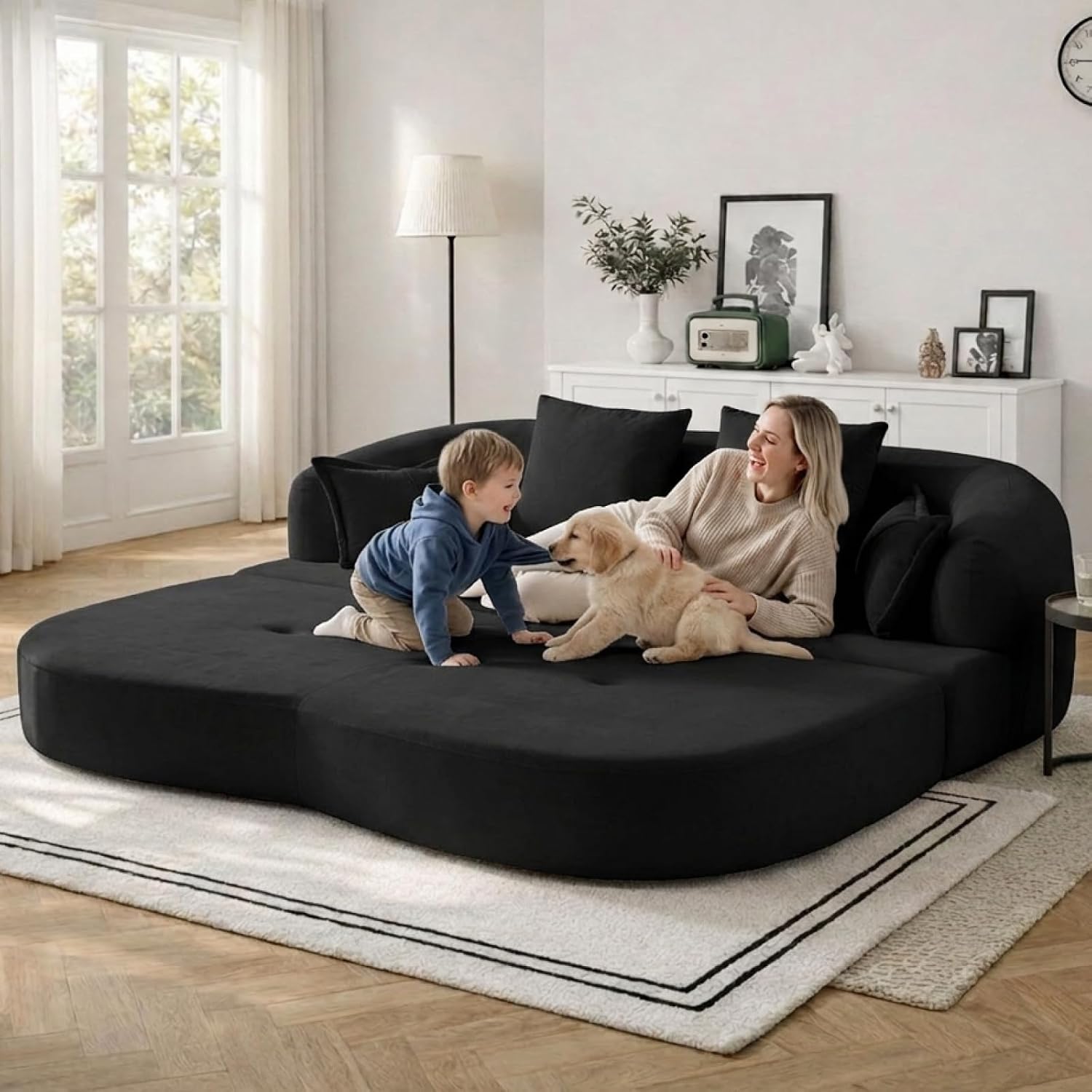 70" Convertible Sofa Bed, Chenille Boneless Comfortable Sleeper Futon | Sleeper Sofa Cloud Couch with 4 Pillows, Soft Love Seat Living Room, Bedroom, Small Spaces, No Assembly