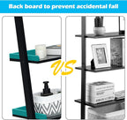 Ladder Shelf, 5-Tier Wall-Leaning Bookshelf, Rustic Wood Ladder, Storage Rack Shelves, Multipurpose Organizer Rack for Living Room, Bathroom, Office (Black)
