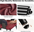 Modern Dining Chairs Set of 4, Upholstered Faux Leather Kitchen Side Chairs with Curved Open Back, Easy Assembly for Dining Room, Restaurant, Cafe, Magenta