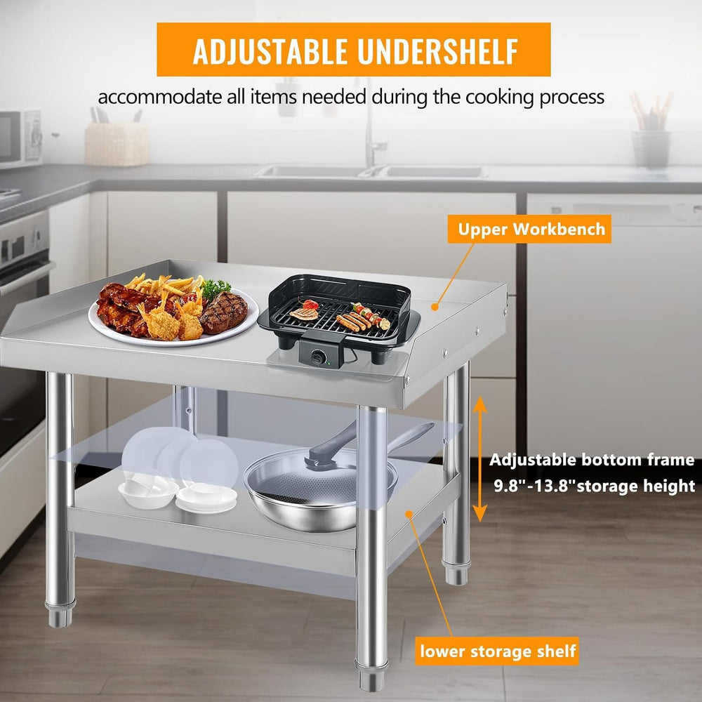 Stainless Steel 24x24x24 Inch Equipment Grill Stand Table, 660 Lbs Top & ...