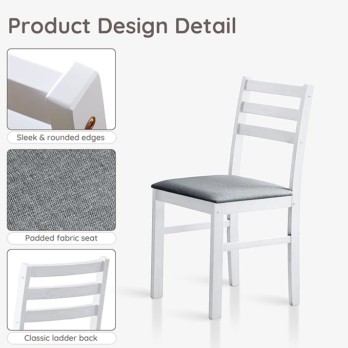 Livinia Seattle Modern Farmhouse Kitchen Dining Room Chair Set of 2, Solid Wo...