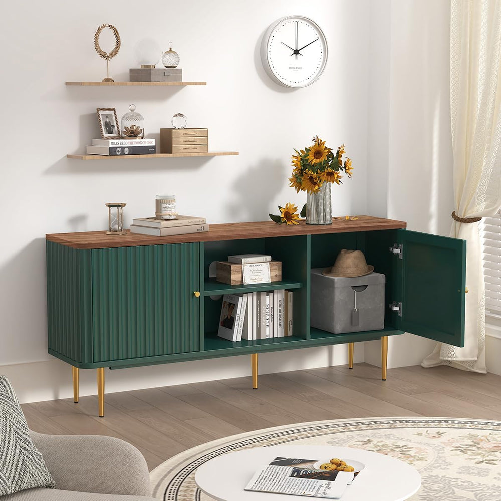 ARTPOWER 55" Mid Century Modern Fluted TV Stand for TVs up to 65 Inch,Gr...