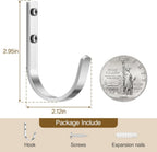 Aluminum Wall Hooks for Hanging Towel/Coat - 22LB Screw in Metal Hanger Wall Mount, for Outdoor, Closet, Door, Bathrooms, for Backpack, Robe, Silver 5 Pack