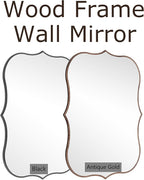 SHYFOY Antique Gold Mirrors for Wall Decor Decorative Wall Mirror Large 25" L x 36" W, Asymmetrical Wavy Accent Mirror with Scalloped Wood Frame, Bronze Farmhouse Traditional Mirror