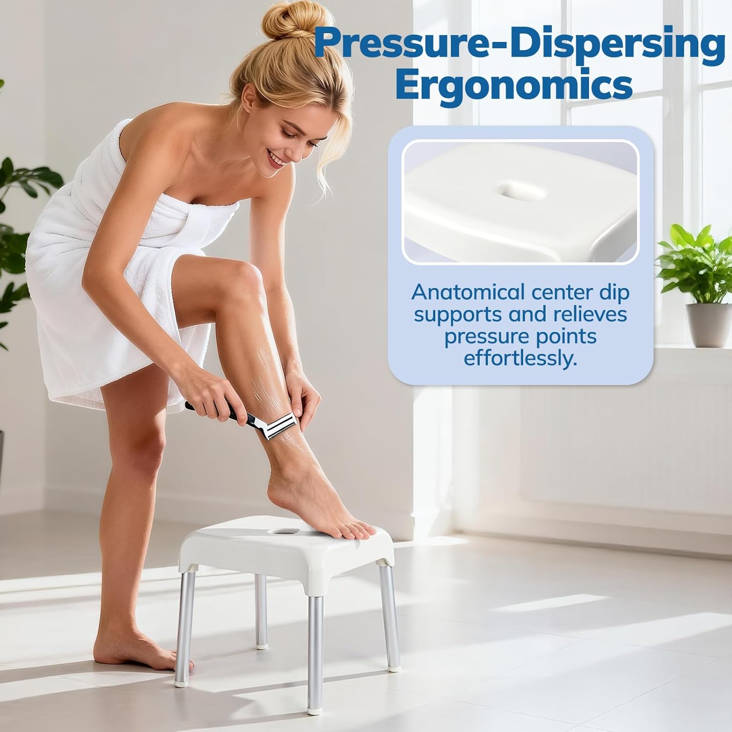 Umimile Shower Chair for Inside Shower - Fixed Height, Sturdy 330 lb Bath Seat - Anti-Slip Safety Shower Stool for Elderly and Disabled, Tool-Free Assembly (Height: 11.8")