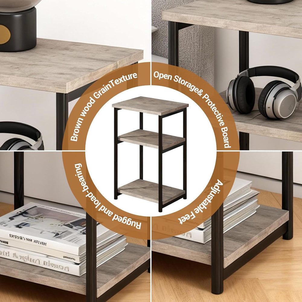 Garvee 3 Tier End Table, Tall Side Table with Storage, Telephone Tables with ...