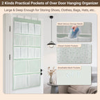 16 Pockets Over Door Hanging Organizer,Back of Door Shoes Organizer with 4 Kind of Pouches,Behind Closet Hanging Shelf Holder for Sock,Hat,Underwear,Travel Outfit,Storage Organization for Home,Dorm,RV
