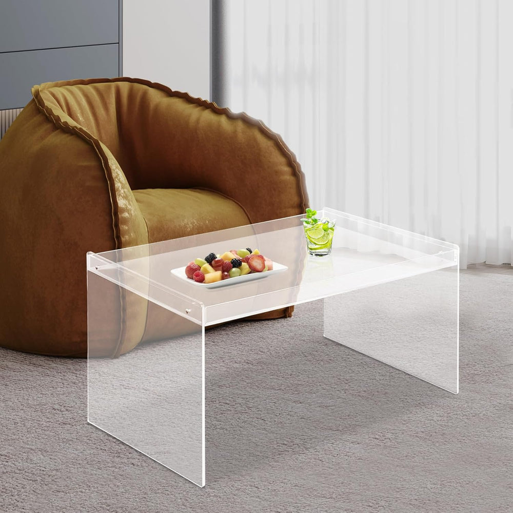 Modern Acrylic Table Clear, Rectangle Acrylic Side Table Furniture, Modern Te...