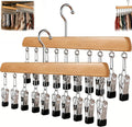 Closet Organizer with 10 Clips, 2 Pack Wooden Hanging Storage Hanger, Space Saving Multifunctional Rack for Ties, Scarves, Hats & Small Accessories
