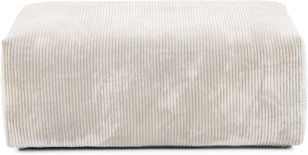 JACH 39.37" Oversized Ottoman Seater for Living Room, Deep Seat Extra Sofa Seater, Minimalist Chaise Ottoman, Modern Corduroy Ottomans for Living Room, Apartment, Beige ﻿