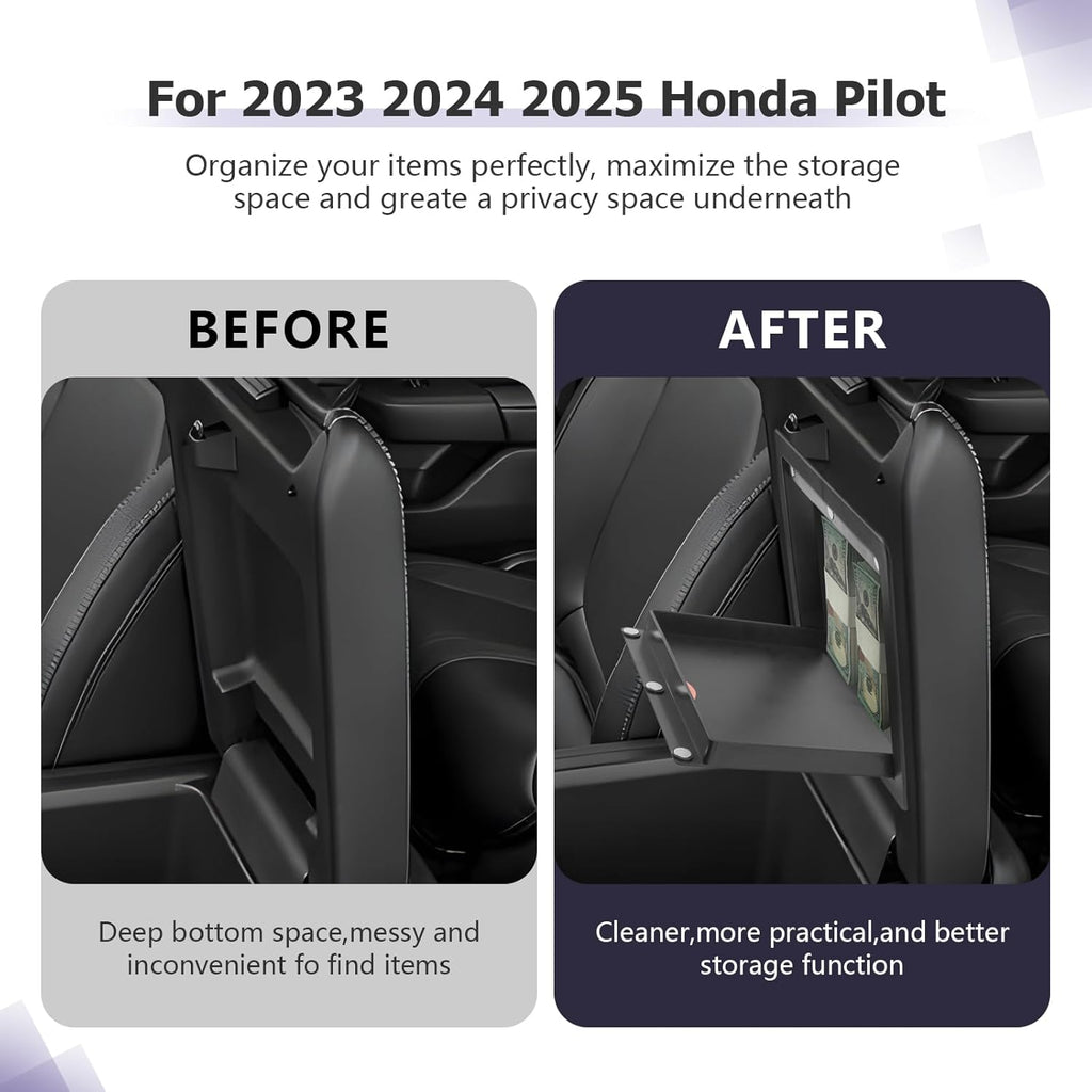 LUWU Center Console Hidden Box Organizer Compatible with 2023 2024 2025 Honda Pilot & 2024 2025 Ridgeline & 2024 2025 2026 Honda Passport Accessories Armrest Hidden Storage Box Secret Compartment Box