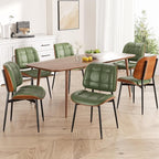 Dining Chairs Set of 4, Mid Century Modern Dining Room Chair, Upholstered Faux Leather Kitchen Chairs with Thick Cushion and Walnut Bentwood Back for Kitchen Dining Room, Green