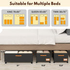 Under Bed Storage with Wheels, 12" Height Under Bed Storage Extra Deep Under Bed Storage Containers, Perfect for 14'' Bed Frame, No Assemble Metal Rolling Underbed Storage for Clothes Shoes Blankets