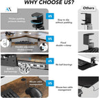 AX WABER Keyboard Tray Under Desk Pull Out with Extra Sturdy C Clamp Mount System, 27.3 (32.5 inch Including Clamps) x 11 Inch Slide-Out Platform Computer Drawer for Typing Vintage AX01WG02